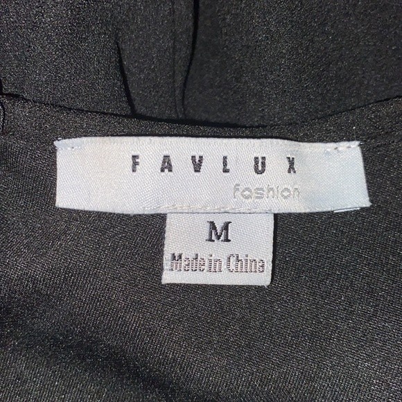 FAVLUX Dress Black Asymmetrical long sleeve back zip V neck size M - Picture 9 of 13